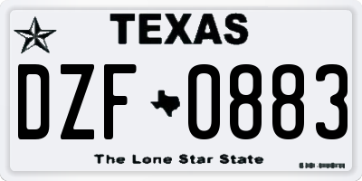 TX license plate DZF0883