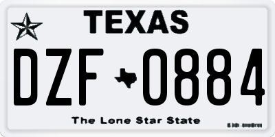TX license plate DZF0884