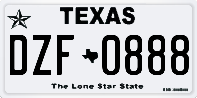 TX license plate DZF0888
