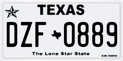 TX license plate DZF0889