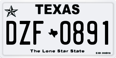 TX license plate DZF0891