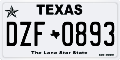 TX license plate DZF0893