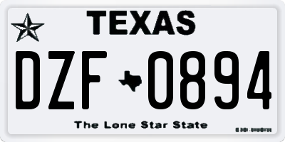 TX license plate DZF0894