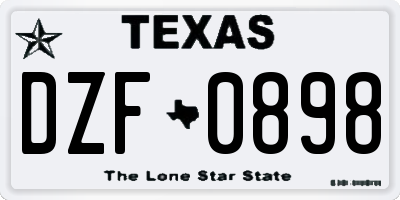 TX license plate DZF0898