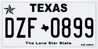 TX license plate DZF0899