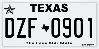 TX license plate DZF0901