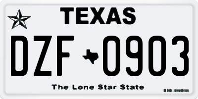TX license plate DZF0903