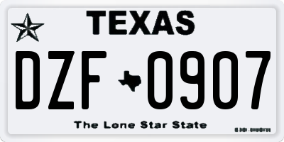 TX license plate DZF0907