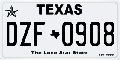 TX license plate DZF0908