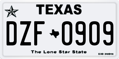 TX license plate DZF0909