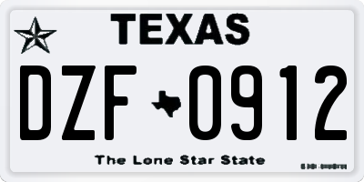 TX license plate DZF0912