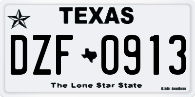 TX license plate DZF0913