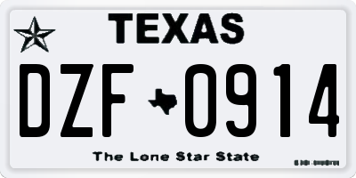 TX license plate DZF0914