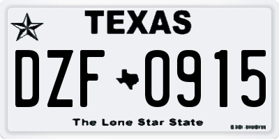 TX license plate DZF0915