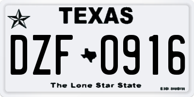 TX license plate DZF0916