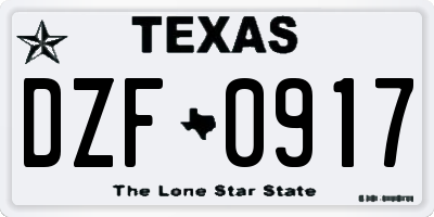 TX license plate DZF0917