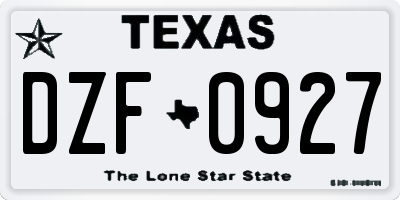 TX license plate DZF0927