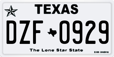 TX license plate DZF0929