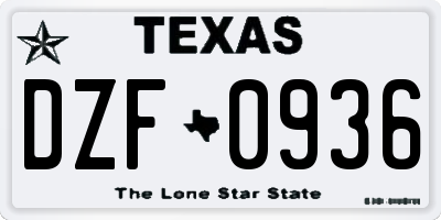 TX license plate DZF0936