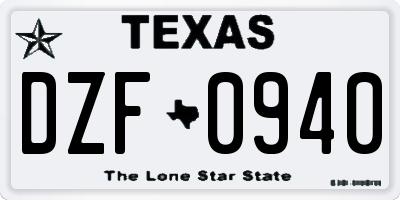 TX license plate DZF0940