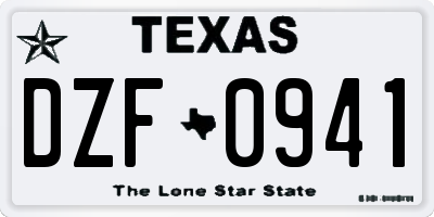 TX license plate DZF0941