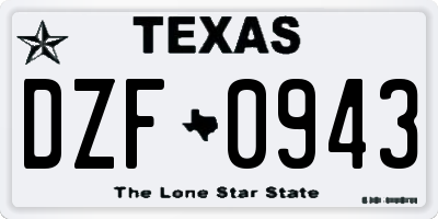 TX license plate DZF0943