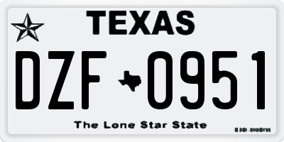 TX license plate DZF0951