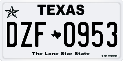 TX license plate DZF0953