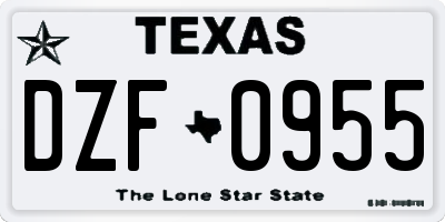 TX license plate DZF0955