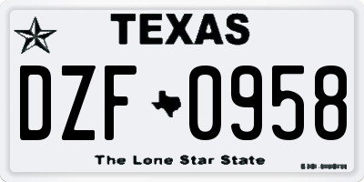 TX license plate DZF0958