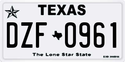 TX license plate DZF0961