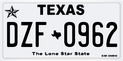 TX license plate DZF0962