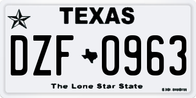 TX license plate DZF0963