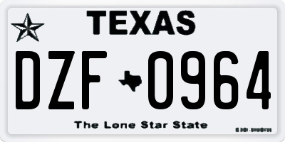 TX license plate DZF0964