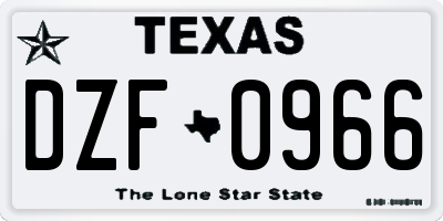 TX license plate DZF0966