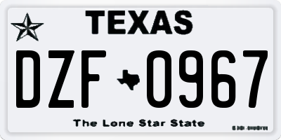 TX license plate DZF0967