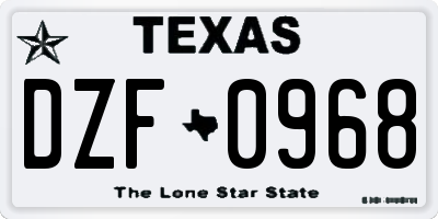 TX license plate DZF0968