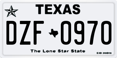 TX license plate DZF0970