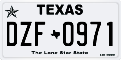 TX license plate DZF0971