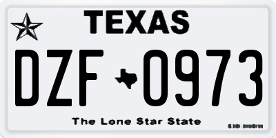 TX license plate DZF0973