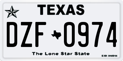 TX license plate DZF0974