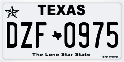 TX license plate DZF0975
