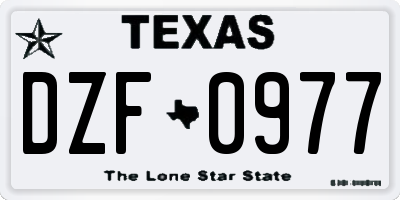TX license plate DZF0977