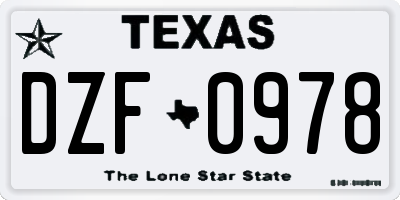 TX license plate DZF0978