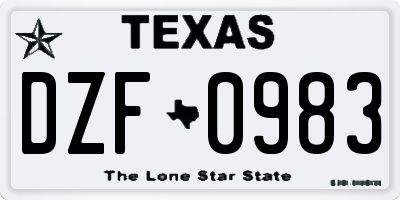 TX license plate DZF0983