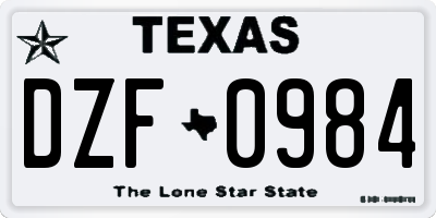 TX license plate DZF0984