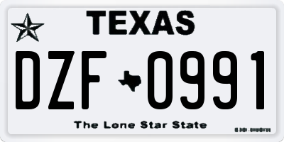 TX license plate DZF0991