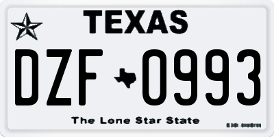 TX license plate DZF0993