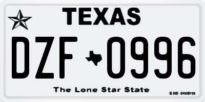 TX license plate DZF0996