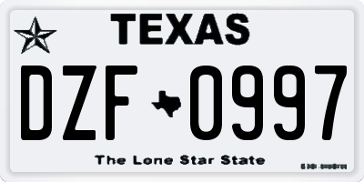 TX license plate DZF0997